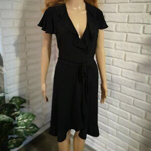 Ricki's Ladies Black Ruffle Sleeves, Front & Bottom Wrap Dress
